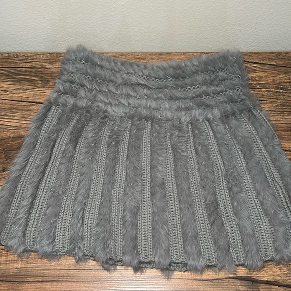Jocelyn Gray Fur Knit Skirt - Picture 1 of 5